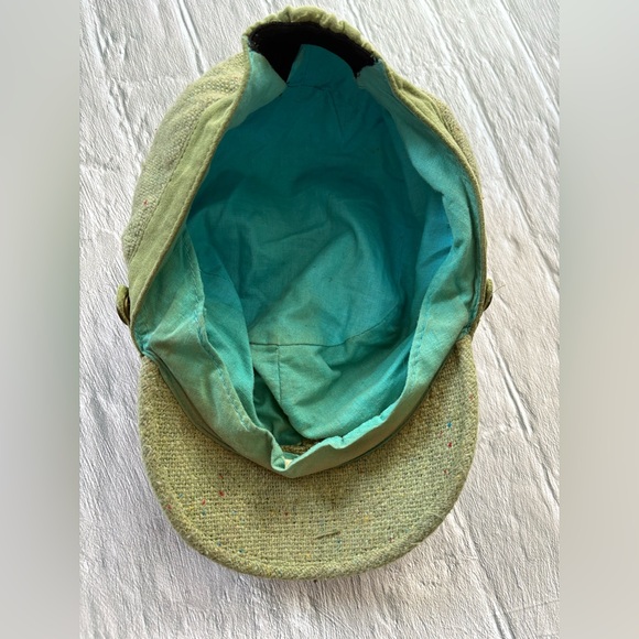 Vintage Speckled Green Tweed Wool Cap Hat - Picture 7 of 8
